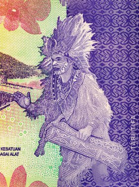 Banknote 1000 rupiah Endonezya, tasarım için parça. Endonezya 'nın parası