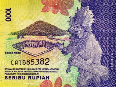 Banknote 1000 rupiah Endonezya, tasarım için parça. Endonezya 'nın parası