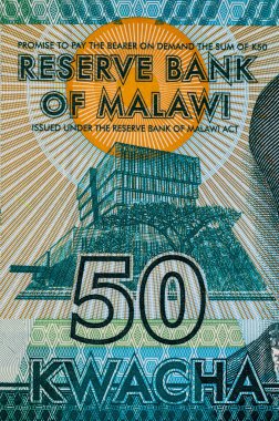 Tasarım için 50 kwacha Malawi banknotunun bir parçası. Malavi parası..