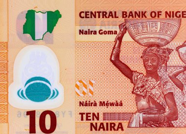 10 Naira Nigeria, 2019. Polymer money. Money of Nigeria and Africa. clipart