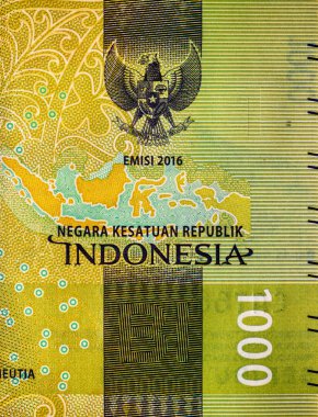 Banknote 1000 rupiah Endonezya, tasarım için parça. Endonezya 'nın parası