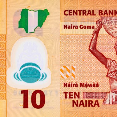 10 Naira Nijerya, 2019. Polimer parası. Nijerya ve Afrika 'nın parası.