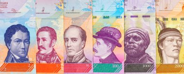 Venezuela parası. Venezuela 'nın ulusal para biriminin kağıt banknotları..