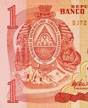 1 Lempira banknotu Honduras, 2014, tasarımcılar için bir parça. - Evet. Honduras parası.