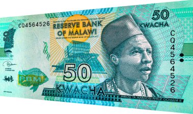 Malawi 50 kwacha banknot, tasarım için parça. Malavi parası..