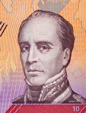 10 Bolivares Venezuela, Rafael Urdaneta 'nın portresiyle. Venezuela 'nın kağıt parası.