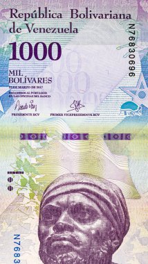 1000 Bolivares Venezuela, tasarımcılar için bir parça. Venezuela 'nın parası.