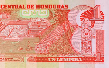1 Lempira banknotu Honduras, 2014 Copan harabeleri. Honduras parası.