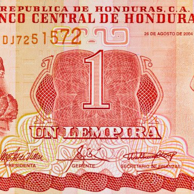 1 Lempira banknotu Honduras, 2014, tasarımcılar için bir parça. - Evet. Honduras parası.