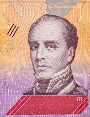 10 Bolivares Venezuela, Rafael Urdaneta 'nın portresiyle. Venezuela 'nın kağıt parası.