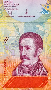 5 Bolivares Venezuela, Jose Felix Riba 'nın portresiyle. Venezuela 'nın parası.