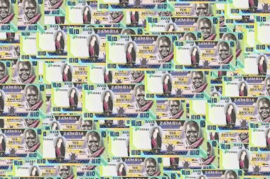 Banknote 10 kwacha Zambia ve Başkan Kenneth Kaunda 'nın portresi tasarım için. Zambiya ve Afrika 'nın parası