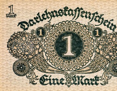 1 Alman mark 1920. Almanya 'nın eski kağıt parası.