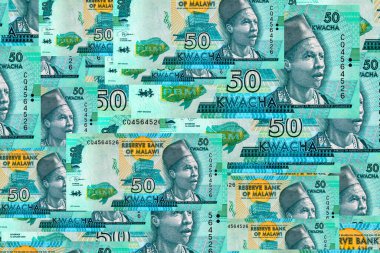 Malawi 50 kwacha banknot, tasarım için parça. Malavi parası..