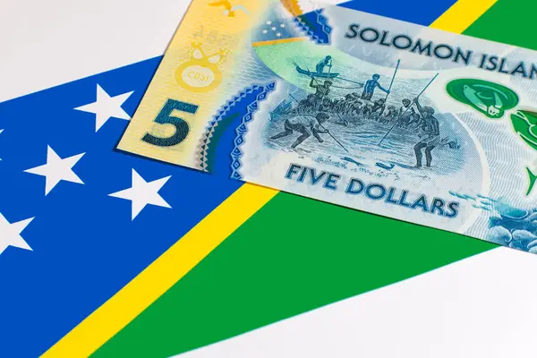 Solomon Adaları 5 Dolar. Polimer banknot, sualtında balık tutan bir adam resmi. Solomon Adalarının Parası.