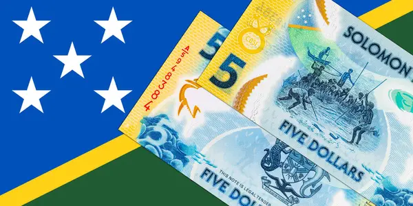 Solomon Adaları 5 Dolar. Polimer banknot, sualtında balık tutan bir adam resmi. Solomon Adalarının Parası.