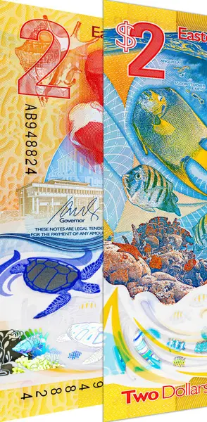 Doğu Karayipler 'e 2 dolar, üzerinde kriket oyuncusu Sir Viv Richards' ın portresi olan hatıra banknotu. Doğu Karayip parası