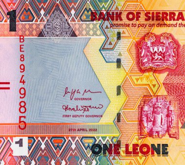 Banknote 1 Leone 2022, Sierra Leone ve Bai Bure resmi. Sierra Leone 'nin parası.