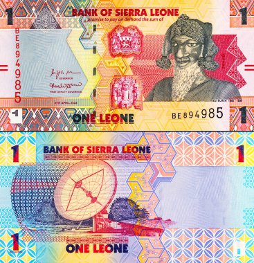 Banknote 1 Leone 2022, Sierra Leone ve Bai Bure resmi. Sierra Leone 'nin parası.