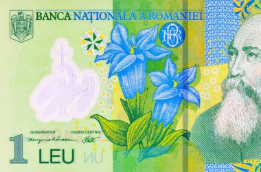 1 Leu Romania 2018, tasarımcılar için bir parça. Romanya ve Avrupa Birliği 'nin polimer parası.