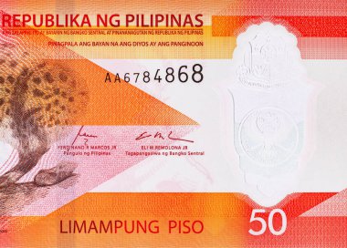 50 Piso Filipinler, Yeni Polimer Not 2025. Filipin Bölgesi
