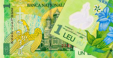 1 Leu Romania 2018, tasarımcılar için bir parça. Romanya ve Avrupa Birliği 'nin polimer parası.