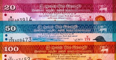 Banknote 20 rupi Sri Lanka 'da resim kolombo portu, tasarım için parça. Sri Lanka 'nın Parası.