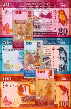 Banknote 20 rupi Sri Lanka 'da resim kolombo portu, tasarım için parça. Sri Lanka 'nın Parası.