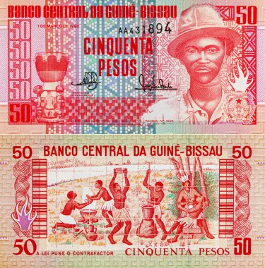 50 peso Gine-Bissau, Pansau Na Isna 'nın portresi. Gine-Bissau 'nun kağıt parası..