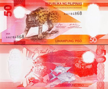 50 Piso Filipinler, Yeni Polymer Note 2025 Visayan Leoparı ile. Filipin Parası