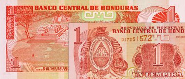1 Lempira banknotu Honduras, 2014, tasarımcılar için bir parça. - Evet. Honduras parası.