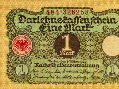 1 Alman mark 1920. Almanya 'nın eski kağıt parası.