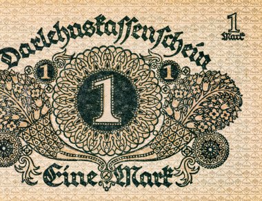 1 Alman mark 1920. Almanya 'nın eski kağıt parası.