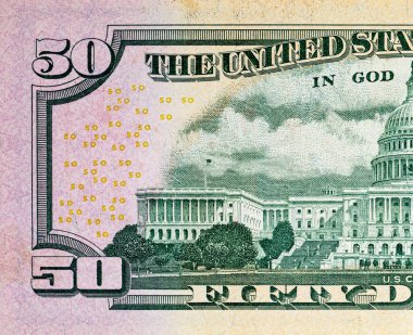 Tasarım amaçlı 50 Amerikan doları. Amerika Birleşik Devletleri 'nin parası. Kağıt fatura elementleri. 