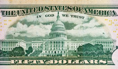 Tasarım amaçlı 50 Amerikan doları. Amerika Birleşik Devletleri 'nin parası. Kağıt fatura elementleri. 