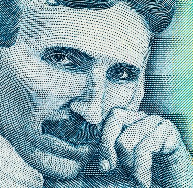 Nikola Tesla 'nın portresiyle 100 Dinara Sırbistan banknotu. Sırbistan ve Avrupa 'nın Parası.