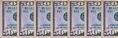 Tasarım amaçlı 50 Amerikan doları. Amerika Birleşik Devletleri 'nin parası. Kağıt fatura elementleri. 