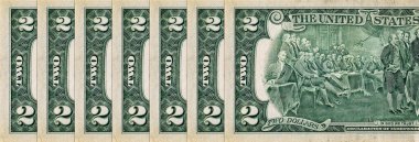 Amerika 'nın 2 dolarlık banknotu. Amerika 'nın kağıt parası. Doların bir parçası