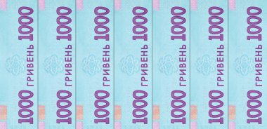 Ukrayna 'nın 1000 hryvniasından oluşan banknot, tasarım için elementlerin bir parçası. Avrupa ve Ukrayna 'nın Parası.