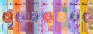 Venezuela 2 Bolivar banknotu ve tonina resmi. Venezuela parası. Venezuela 2 Bolivar banknotu ve tonina resmi. Venezuela parası.