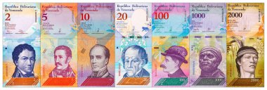 Venezuela Bolivar banknotu. Venezuela parası. Kağıt para arkaplanı.