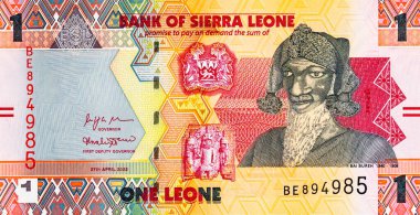 Banknote 1 Leone 2022, Sierra Leone ve Bai Bure resmi. Sierra Leone 'nin parası.