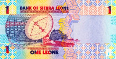 Banknote 1: Leone Sierra Leone telekomünikasyon uydu anteni görüntüsü. Para Sierra Leone