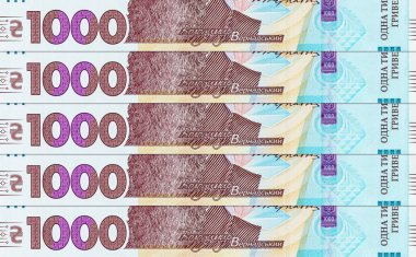 Ukrayna 'nın 1000 hryvniasından oluşan banknot, tasarım için elementlerin bir parçası. Avrupa ve Ukrayna 'nın Parası.