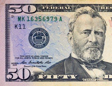 Tasarım amaçlı 50 Amerikan doları. Amerika Birleşik Devletleri 'nin parası. Kağıt fatura elementleri. 