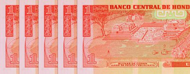 1 Lempira banknotu Honduras, 2014 Copan harabeleri. Honduras parası.