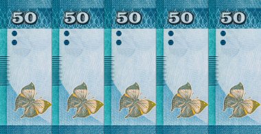 Banknote 50 rupi Sri Lanka Manampitiya Köprüsü resmi, tasarım için parça. Sri Lanka 'nın Parası