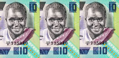 Banknote 10 kwacha Zambia ve Başkan Kenneth Kaunda 'nın portresi tasarım için. Zambiya ve Afrika 'nın parası