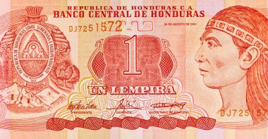 1 Lempira banknotu Honduras, 2014, tasarımcılar için bir parça. - Evet. Honduras parası.