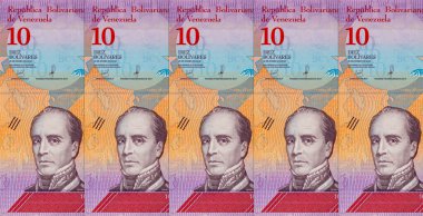 10 Bolivares Venezuela, Rafael Urdaneta 'nın portresiyle. Venezuela 'nın kağıt parası.